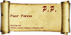 Paor Panna névjegykártya